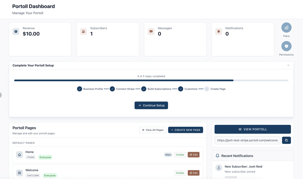 Portoll manage your dashboard
