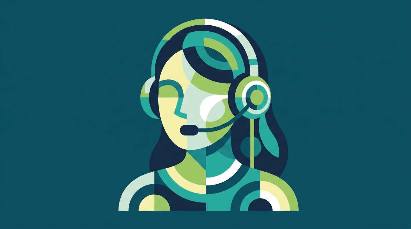 Support illustration representing friendly customer assistance, live chat, technical support, and dedicated help for Portoll users.